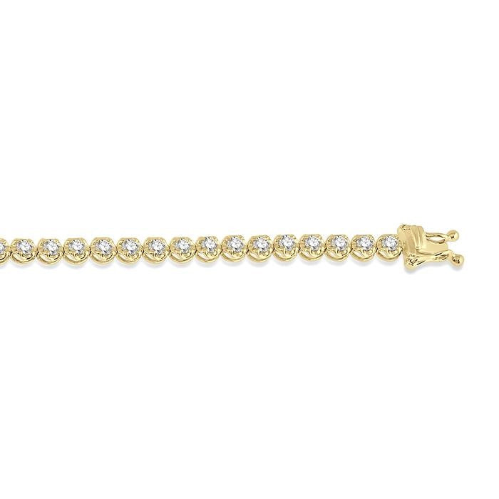 2 Ctw Round Cut Diamond Illusion Tennis Bracelet in 14K Yellow Gold