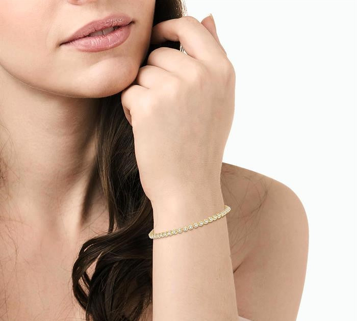 2 Ctw Round Cut Diamond Illusion Tennis Bracelet in 14K Yellow Gold