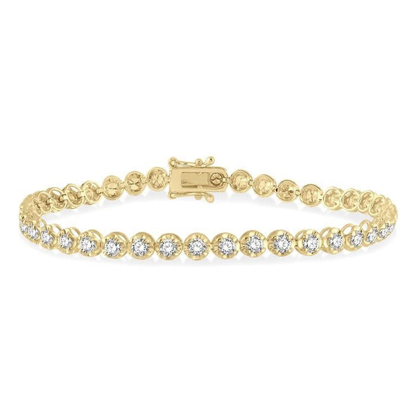 3 Ctw Round Cut Diamond Illusion Tennis Bracelet in 14K Yellow Gold