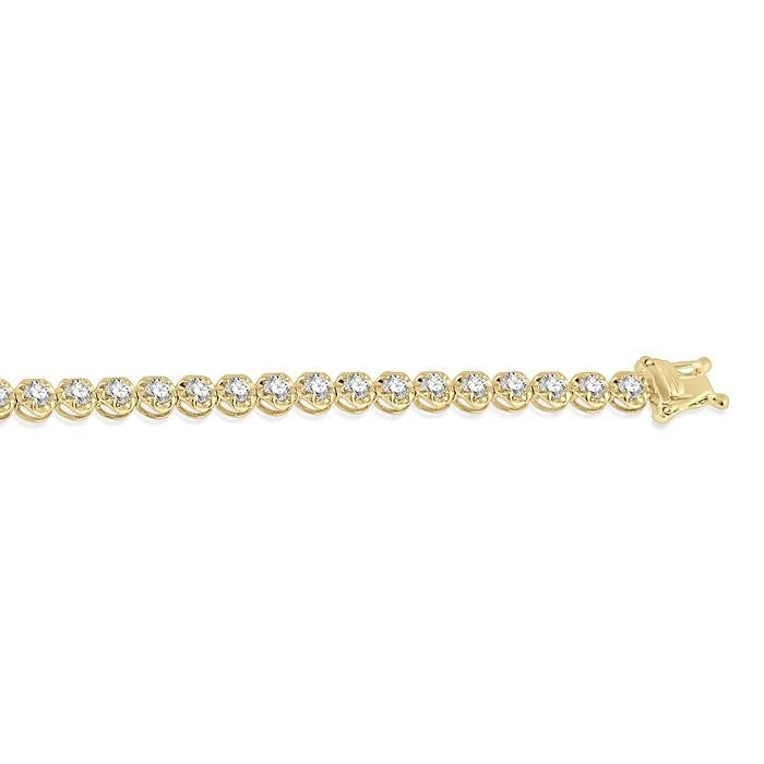 3 Ctw Round Cut Diamond Illusion Tennis Bracelet in 14K Yellow Gold