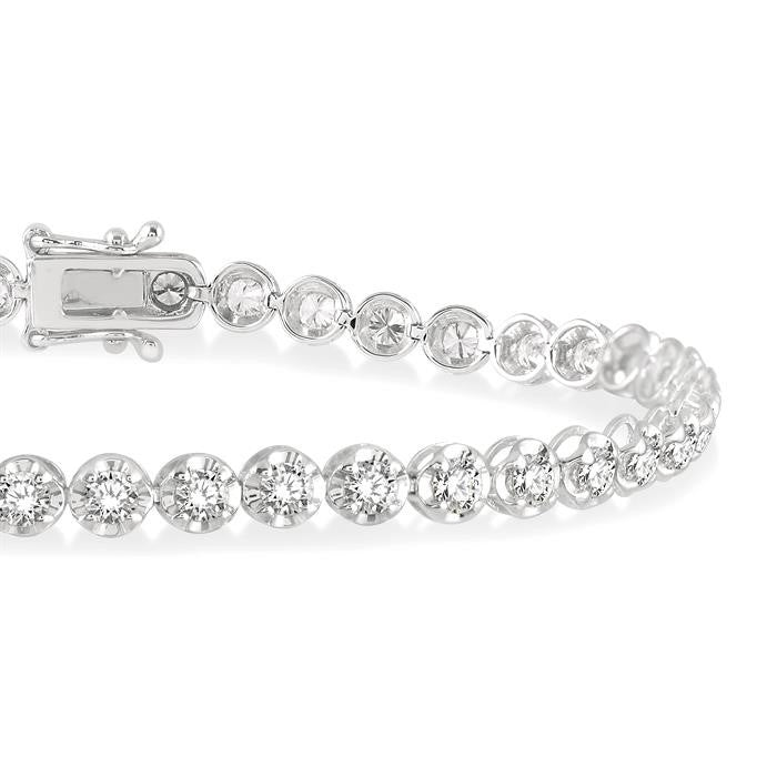 3 Ctw Round Cut Diamond Illusion Tennis Bracelet in 10K White Gold