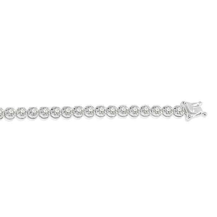 3 Ctw Round Cut Diamond Illusion Tennis Bracelet in 10K White Gold