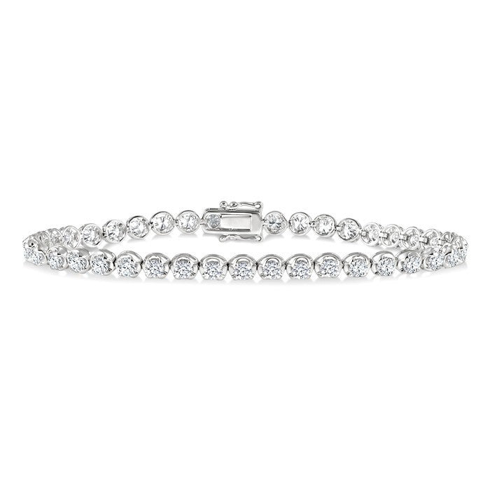 4 Ctw Round Cut Diamond Illusion Tennis Bracelet in 14K White Gold