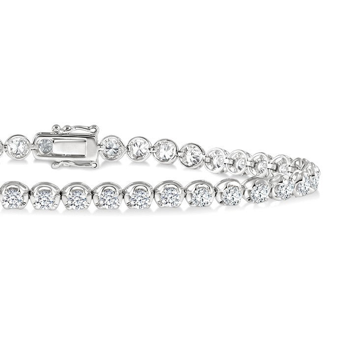 4 Ctw Round Cut Diamond Illusion Tennis Bracelet in 14K White Gold