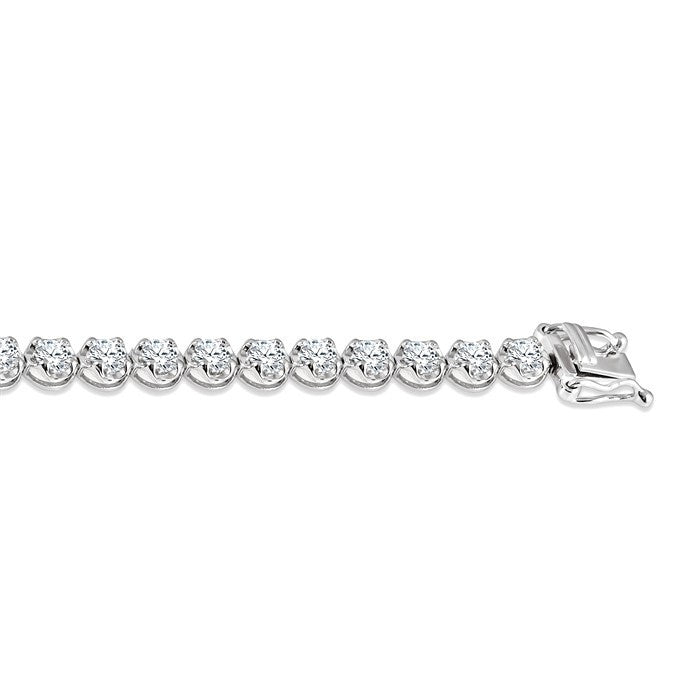 4 Ctw Round Cut Diamond Illusion Tennis Bracelet in 14K White Gold