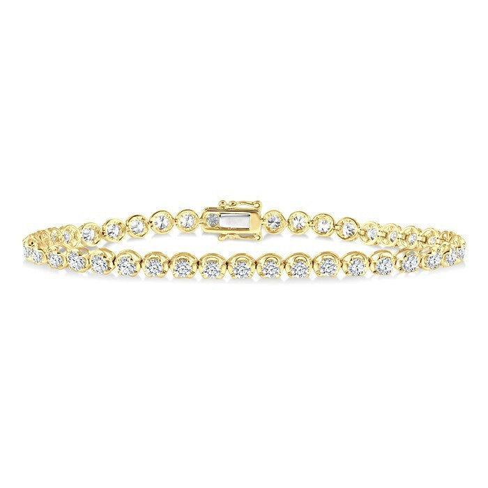 4 Ctw Round Cut Diamond Illusion Tennis Bracelet in 14K Yellow Gold