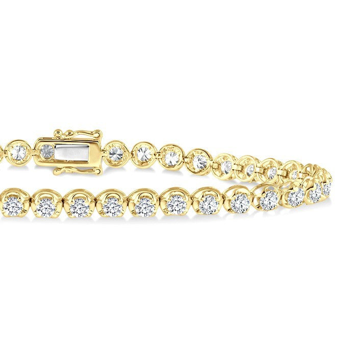 4 Ctw Round Cut Diamond Illusion Tennis Bracelet in 14K Yellow Gold