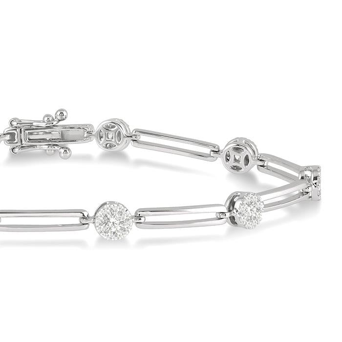 1 1/5 Ctw Shine Bright Round Cut Diamond Paperclip Link Bracelet in 14K White Gold