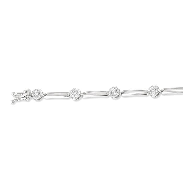 1 1/5 Ctw Shine Bright Round Cut Diamond Paperclip Link Bracelet in 14K White Gold