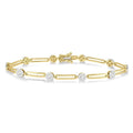 1 1/5 Ctw Shine Bright Round Cut Diamond Paperclip Link Bracelet in 14K Yellow and White Gold