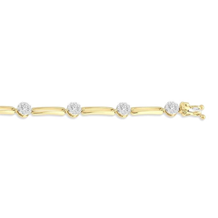 1 1/5 Ctw Shine Bright Round Cut Diamond Paperclip Link Bracelet in 14K Yellow and White Gold