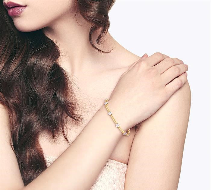 1 1/5 Ctw Shine Bright Round Cut Diamond Paperclip Link Bracelet in 14K Yellow and White Gold