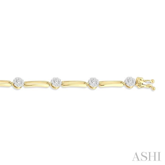 1 1/5 Ctw Shine Bright Round Cut Diamond Paperclip Link Bracelet in 14K Yellow and White Gold