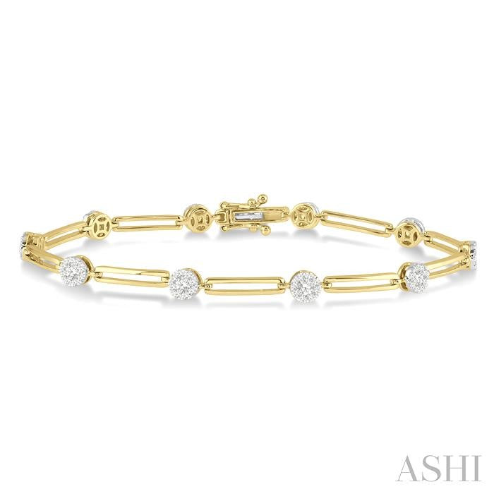 1 1/5 Ctw Shine Bright Round Cut Diamond Paperclip Link Bracelet in 14K Yellow and White Gold