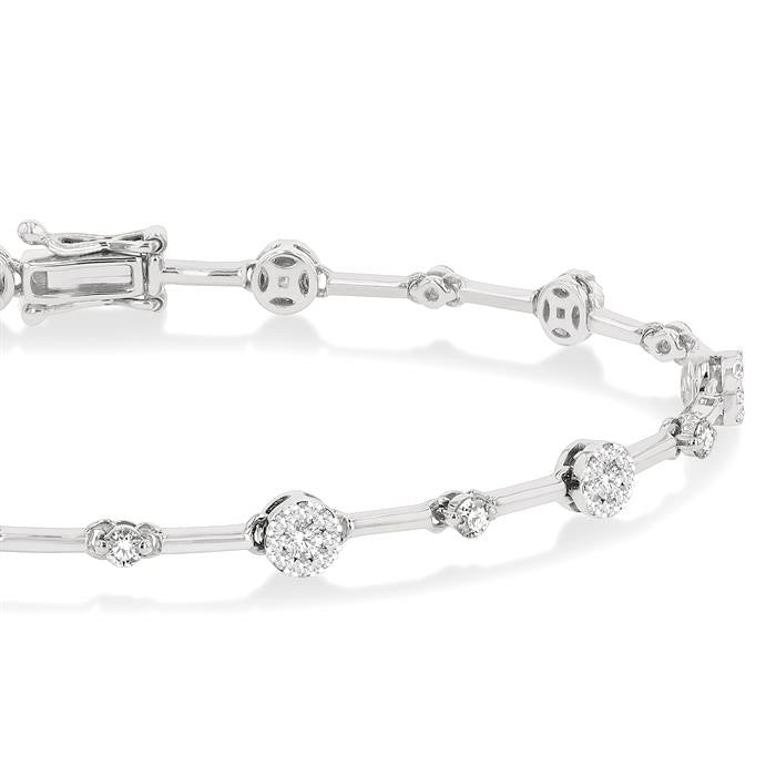 1 Ctw Shine Bright Round Cut Diamond Bar Bracelet in 14K White Gold