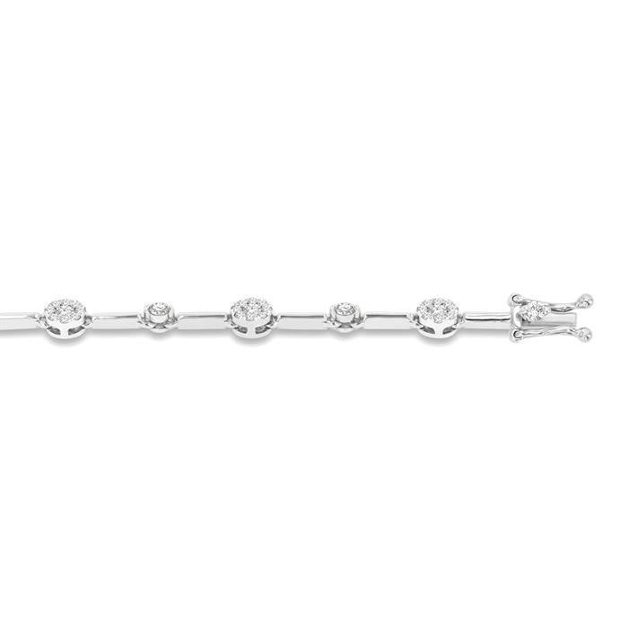 1 Ctw Shine Bright Round Cut Diamond Bar Bracelet in 14K White Gold