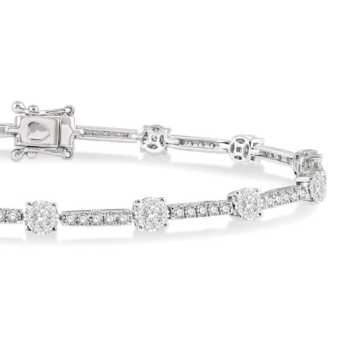 1 3/4 Ctw Shine Bright Round Cut Diamond Bar Tennis Bracelet in 14K White Gold