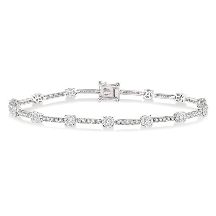 1 3/4 Ctw Shine Bright Round Cut Diamond Bar Tennis Bracelet in 14K White Gold