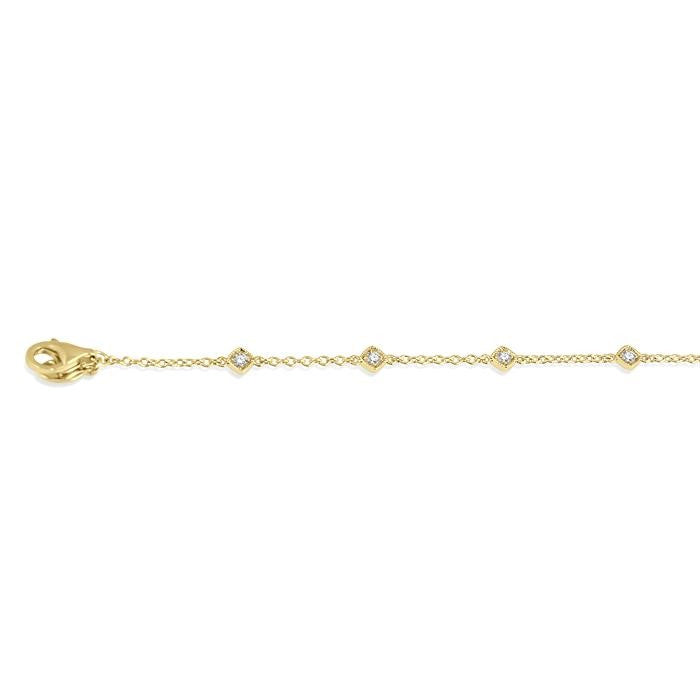 1/6 Ctw Cushion Shape Mount Round Cut Diamond Station Bracelet in 10K Yellow Gold