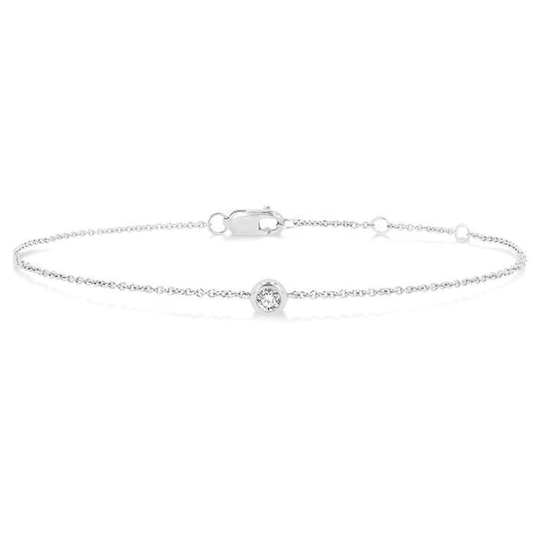 1/10 Ctw Bezel Set Round Cut Diamond Petite Fashion Bracelet in 10K White Gold