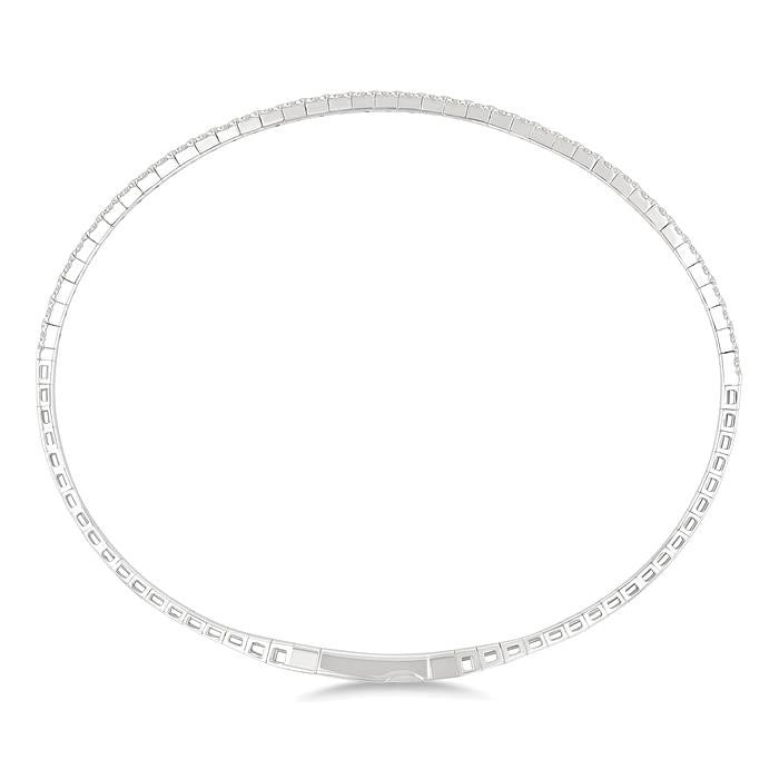 1/4 Ctw Triangle Motif Halfway Round Cut Diamond Flex Bangle in 14K White Gold