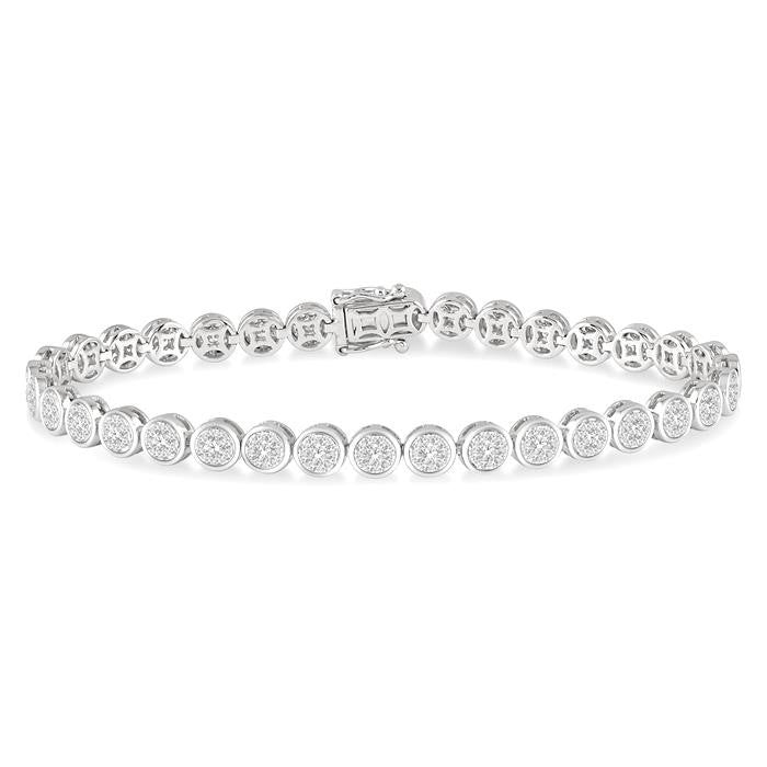 3 Ctw Shine Bright Round Cut Diamond Bracelet in 14K White Gold