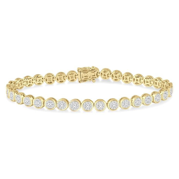 3 Ctw Shine Bright Round Cut Diamond Bracelet in 14K Yellow and White Gold