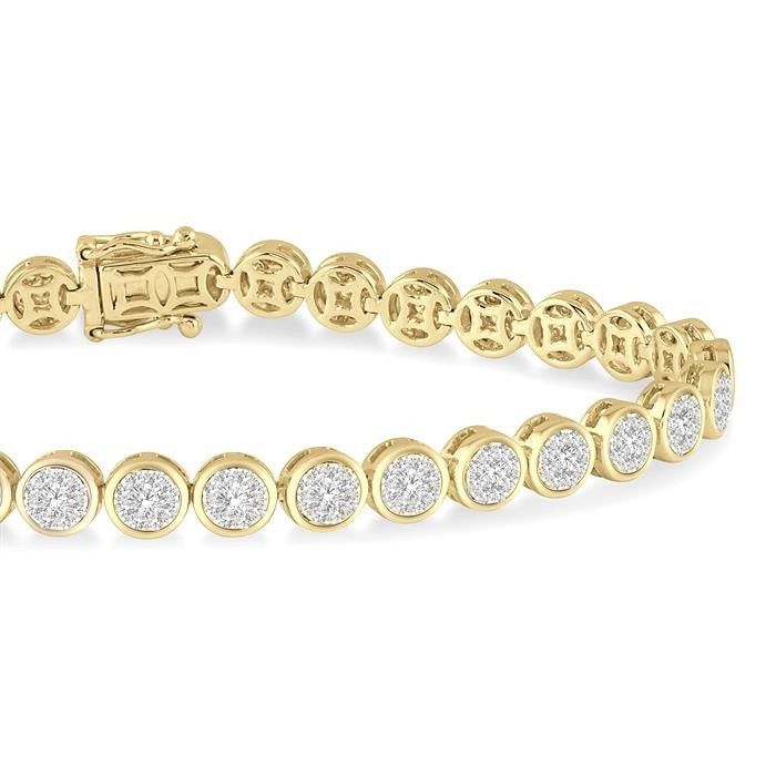 3 Ctw Shine Bright Round Cut Diamond Bracelet in 14K Yellow and White Gold