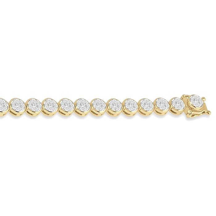 3 Ctw Shine Bright Round Cut Diamond Bracelet in 14K Yellow and White Gold