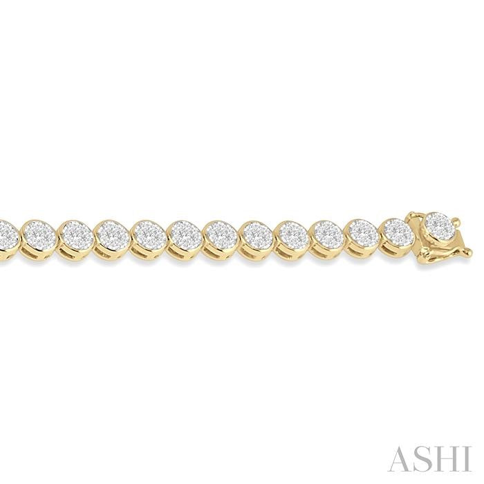 3 Ctw Shine Bright Round Cut Diamond Bracelet in 14K Yellow and White Gold