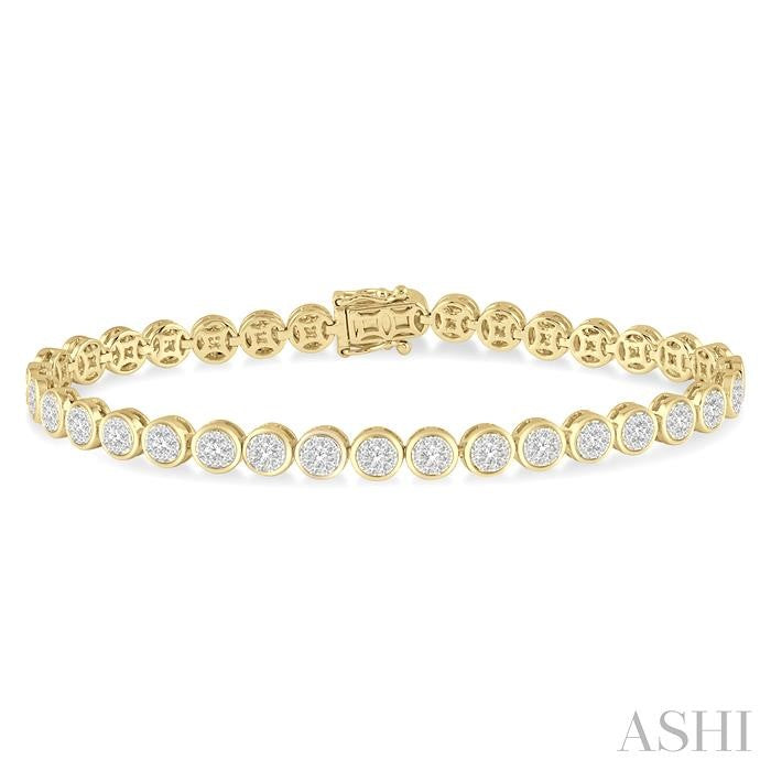 3 Ctw Shine Bright Round Cut Diamond Bracelet in 14K Yellow and White Gold