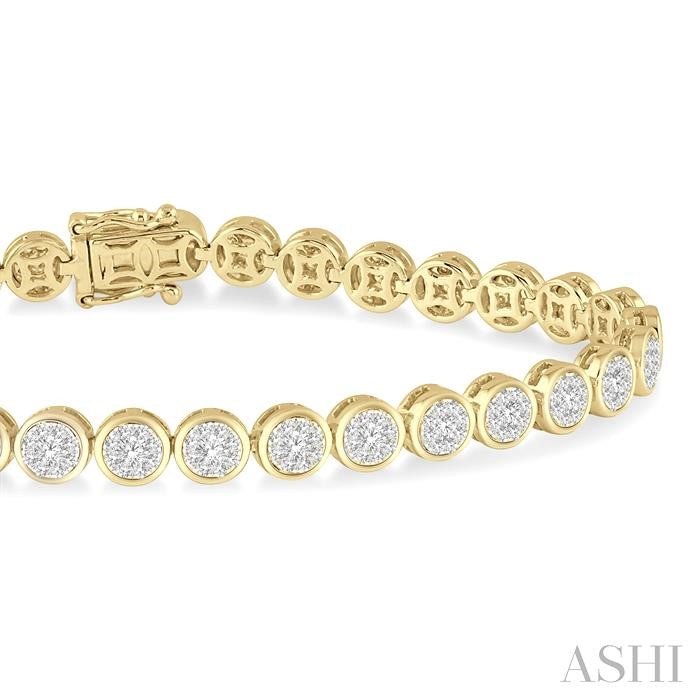 3 Ctw Shine Bright Round Cut Diamond Bracelet in 14K Yellow and White Gold