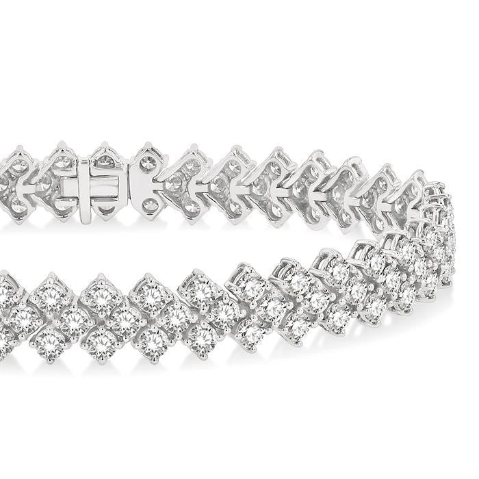 10 Ctw Chevron Link Round Cut Diamond Tennis Bracelet in 14K White Gold