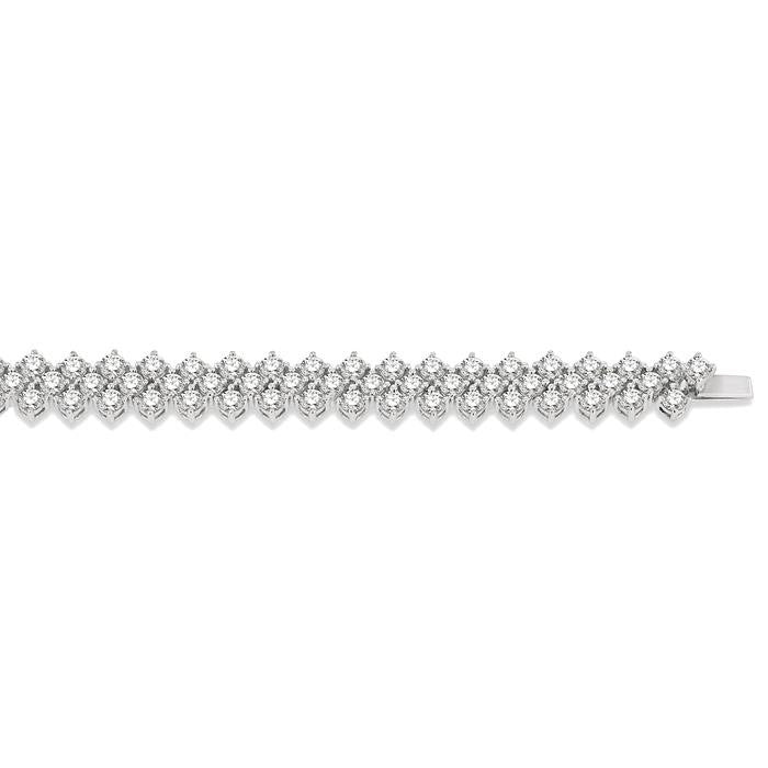 10 Ctw Chevron Link Round Cut Diamond Tennis Bracelet in 14K White Gold