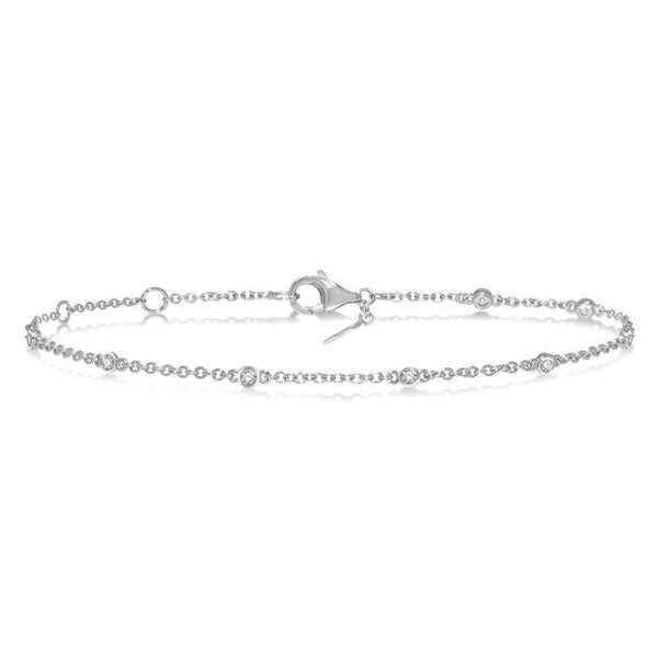 1/6 Ctw Circular Mount Round Cut Diamond Station Bracelet in 10K White Gold