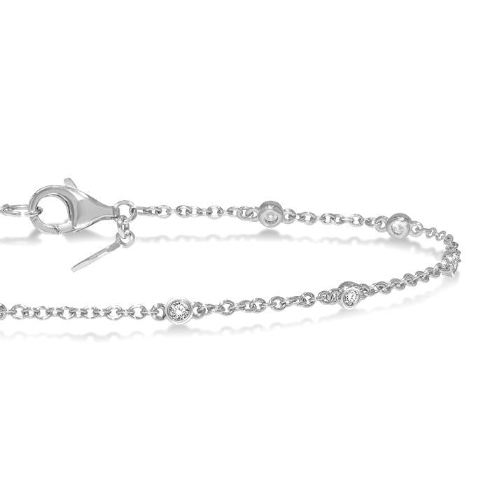 1/6 Ctw Circular Mount Round Cut Diamond Station Bracelet in 10K White Gold