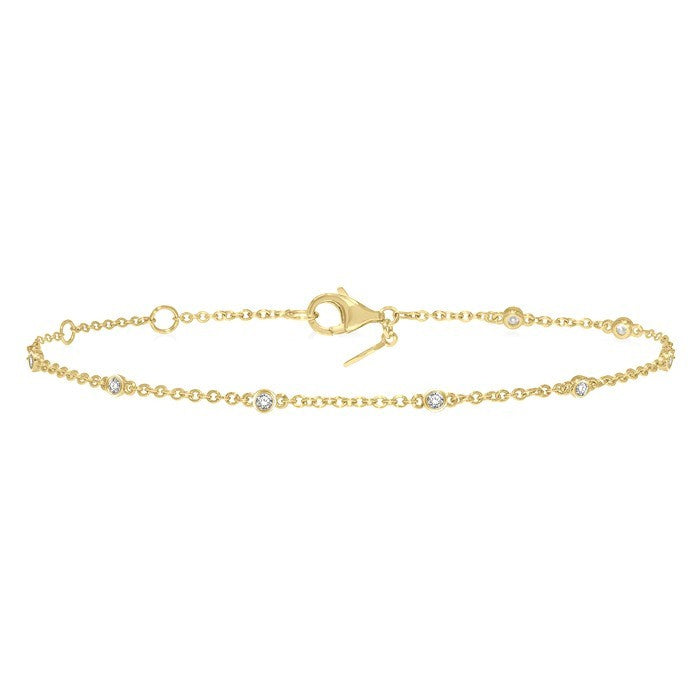 1/6 Ctw Circular Mount Round Cut Diamond Station Bracelet in 10K Yellow Gold