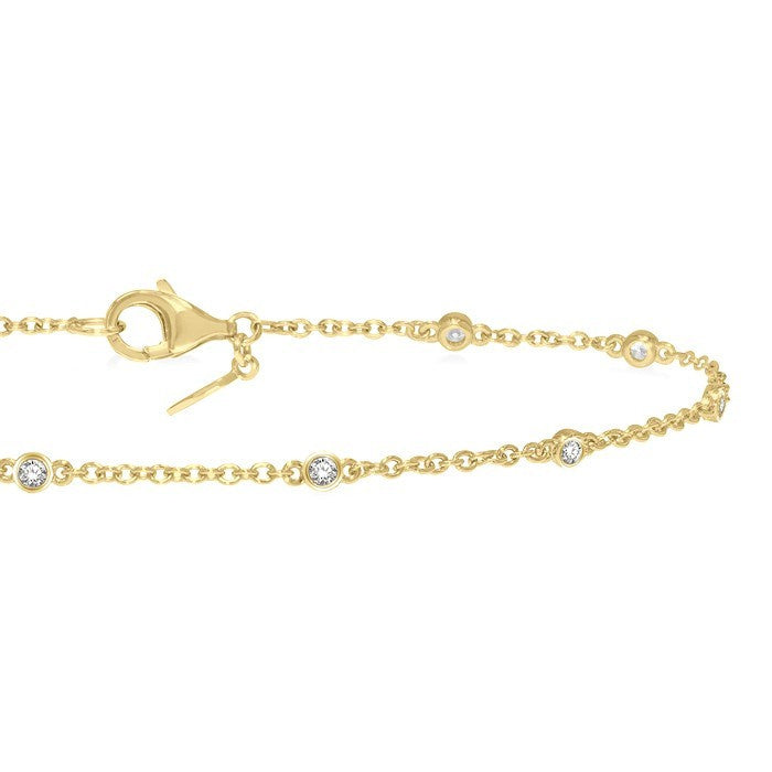 1/6 Ctw Circular Mount Round Cut Diamond Station Bracelet in 10K Yellow Gold