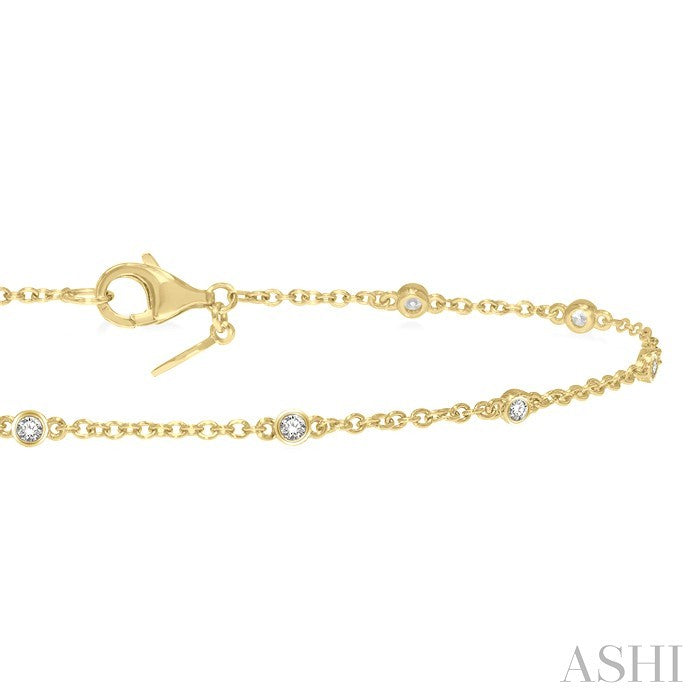 1/6 Ctw Circular Mount Round Cut Diamond Station Bracelet in 10K Yellow Gold