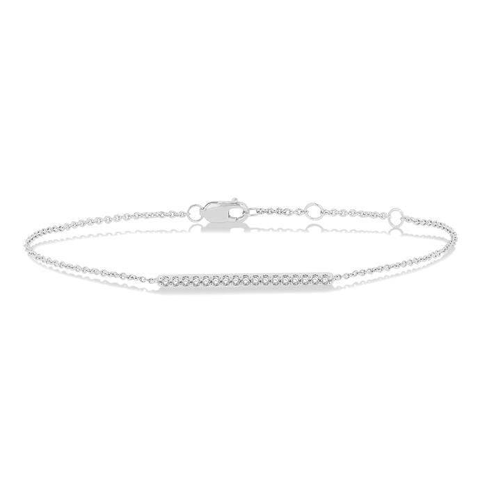 1/6 Ctw Round Cut Diamond Petite Bar Bracelet in 10K White Gold