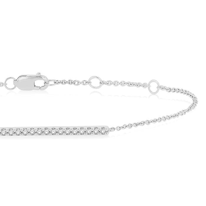 1/6 Ctw Round Cut Diamond Petite Bar Bracelet in 10K White Gold