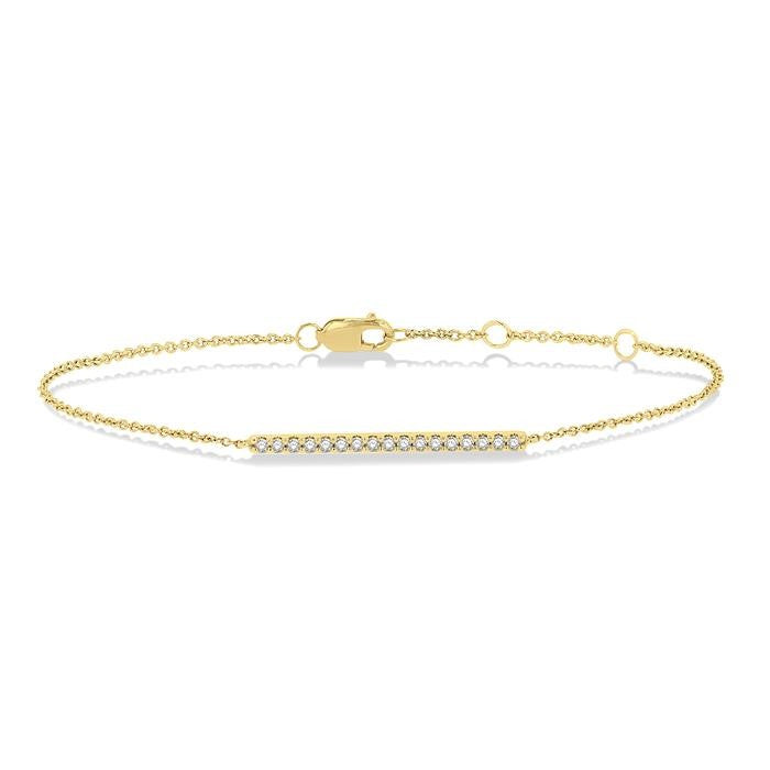 1/6 Ctw Round Cut Diamond Petite Bar Bracelet in 10K Yellow Gold