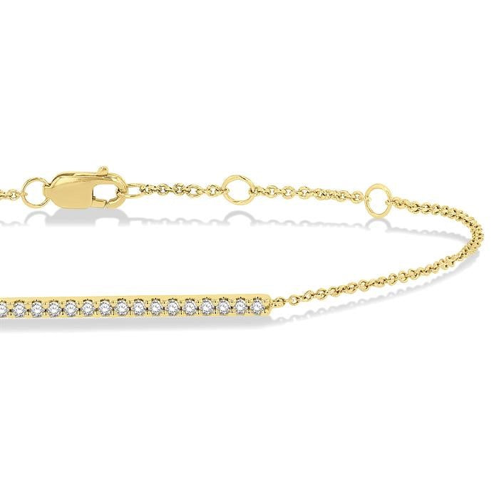 1/6 Ctw Round Cut Diamond Petite Bar Bracelet in 10K Yellow Gold