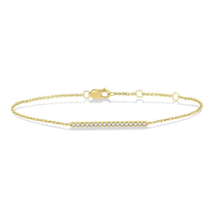 1/6 Ctw Round Cut Diamond Petite Bar Bracelet in 10K Yellow Gold