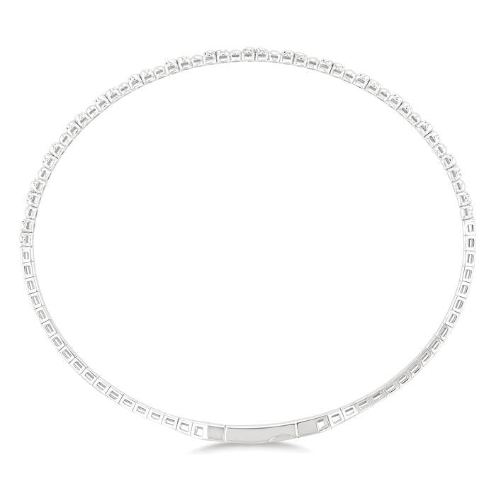 1/4 Ctw Bubble Motif Halfway Round Cut Bezel Diamond Flex Bangle in 14K White Gold