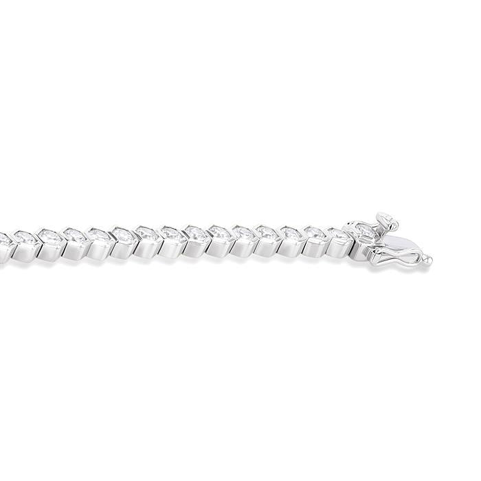 4 Ctw Hexagon Motif Bezel Set Round Cut Diamond Tennis Bracelet in 14K White Gold