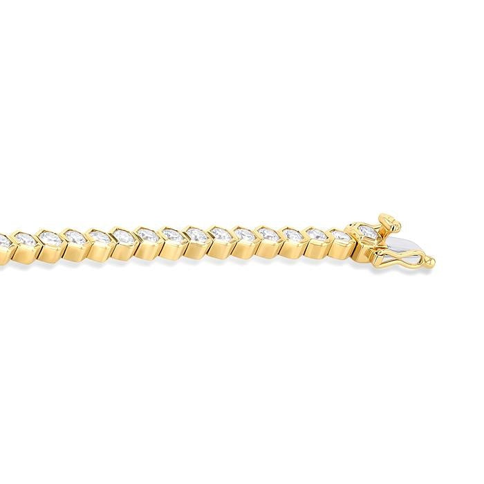 4 Ctw Hexagon Motif Bezel Set Round Cut Diamond Tennis Bracelet in 14K Yellow Gold