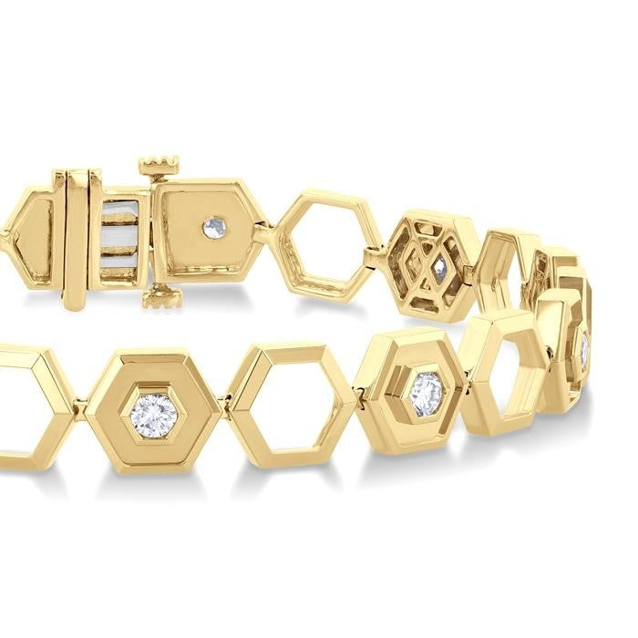 Hexagon Shape Diamond Fashion Bracelet