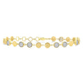 3/4 Ctw Shine Bright Button Shaped Link Round Cut Diamond Bracelet in 14K Yellow and White Gold