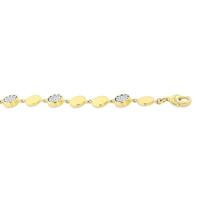 3/4 Ctw Shine Bright Button Shaped Link Round Cut Diamond Bracelet in 14K Yellow and White Gold